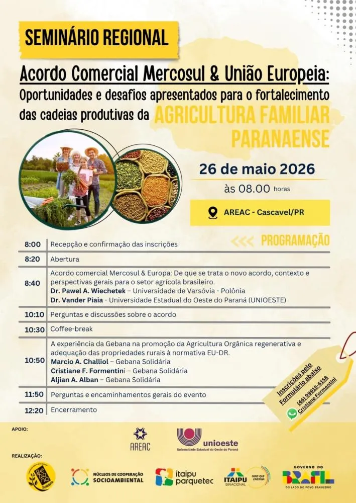 Eventos debatem impactos do Acordo Mercosul-UE para a agricultura familiar paranaense