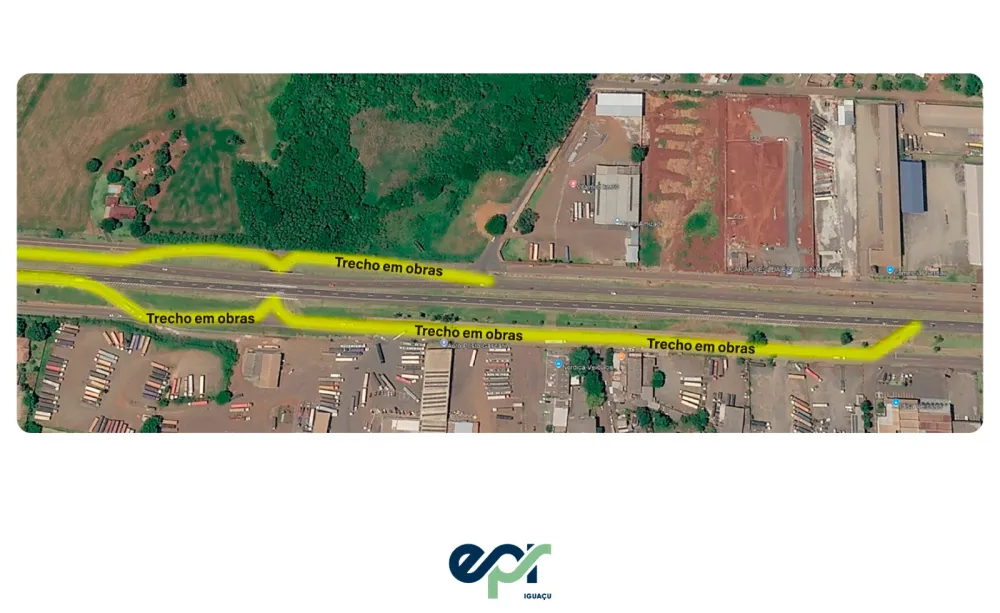 EPR Iguaçu programa interdições noturnas para fresagem e recomposição do pavimento na BR-277, em Foz do Iguaçu