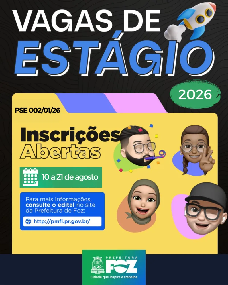 Prefeitura de Foz abre novo processo seletivo para estagiários