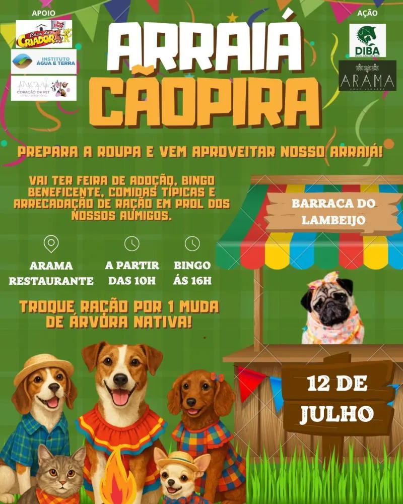 Diretoria de Bem-Estar Animal promove Arraiá Cãopira neste sábado (12)