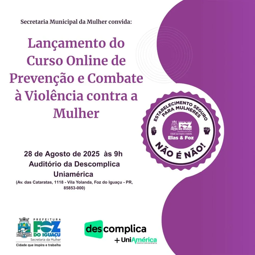 Lançamento do Curso Online de Prevenção e Combate à Violência Contra a Mulher em Foz do Iguaçu