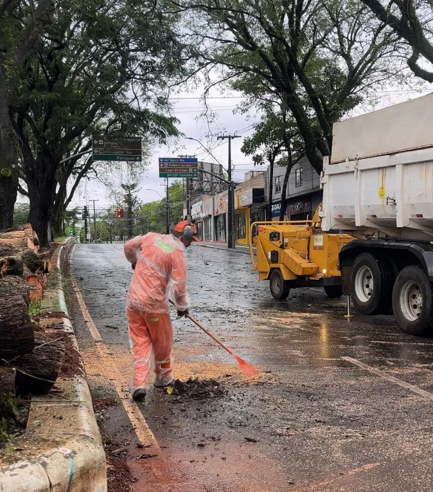 Vendaval e chuva forte atingem Foz do Iguaçu e causa danos