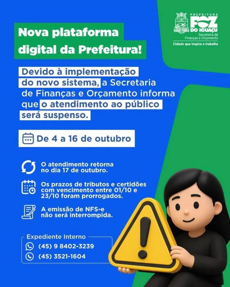 Atenção: Foz terá novo módulo de nota fiscal e sistema de gestão neste sábado (04)